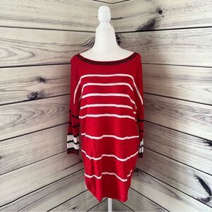 Express Red Striped Wide Neck Long Sweater Size XS